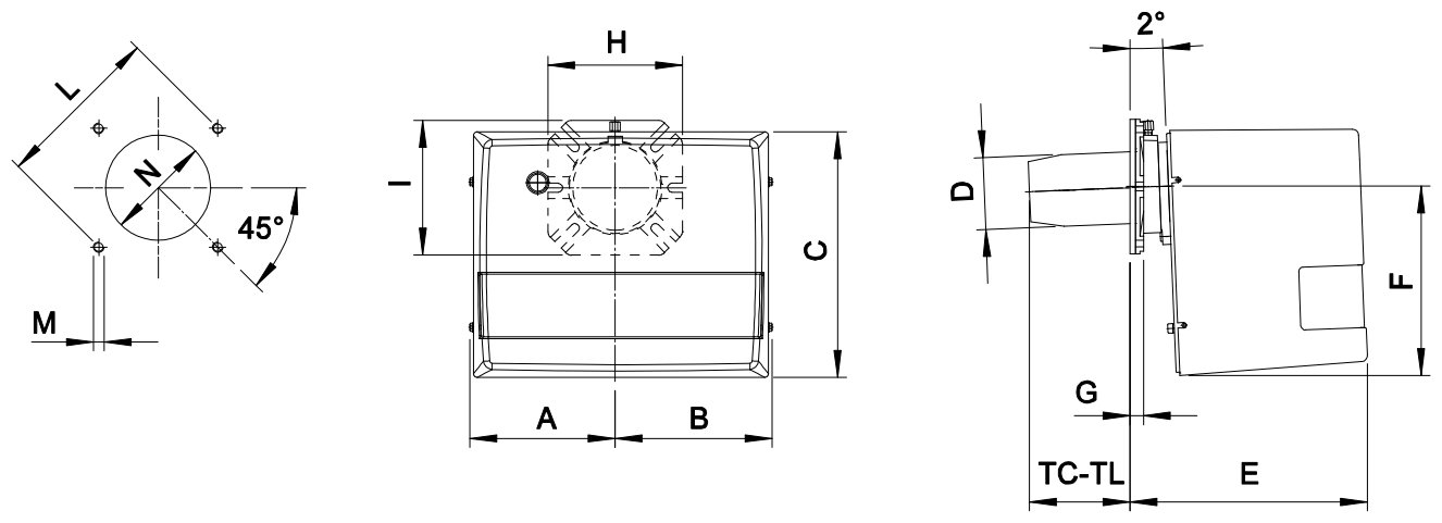 Габаритные размеры горелки F.B.R. G 1.22